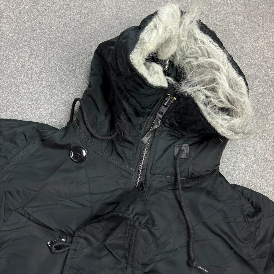 N 2B Jacket Adult Large Black Army Flying Parka Snorkel Outdoors Hood Coat Men* - Image 3 of 4