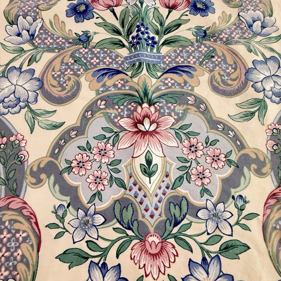 Винтажный 1988 Atelier оригиналы трафарет ткани цветочный букет розовато-синий зеленый 3Y - Изображение 3 из 4