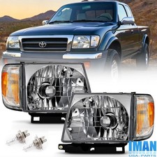 4 Pcs Chrome Housing Halogen Headlights Headlamp For Toyota Tacoma 1998-2000 4wd