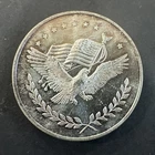 1 Oz.999 Fine SILVER TRADE UNIT ROUND Bullion Eagle w/Flag. Vintage