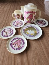 Charmkins Hasbro HG Vintage Play Dishes 5 Plates 1 Pitcher 1 Cup 1984 Flower
