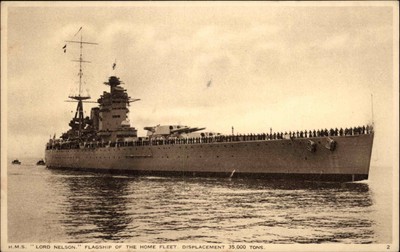 HMS LORD NELSON Naval Ship British Battleship Vintage Postcard