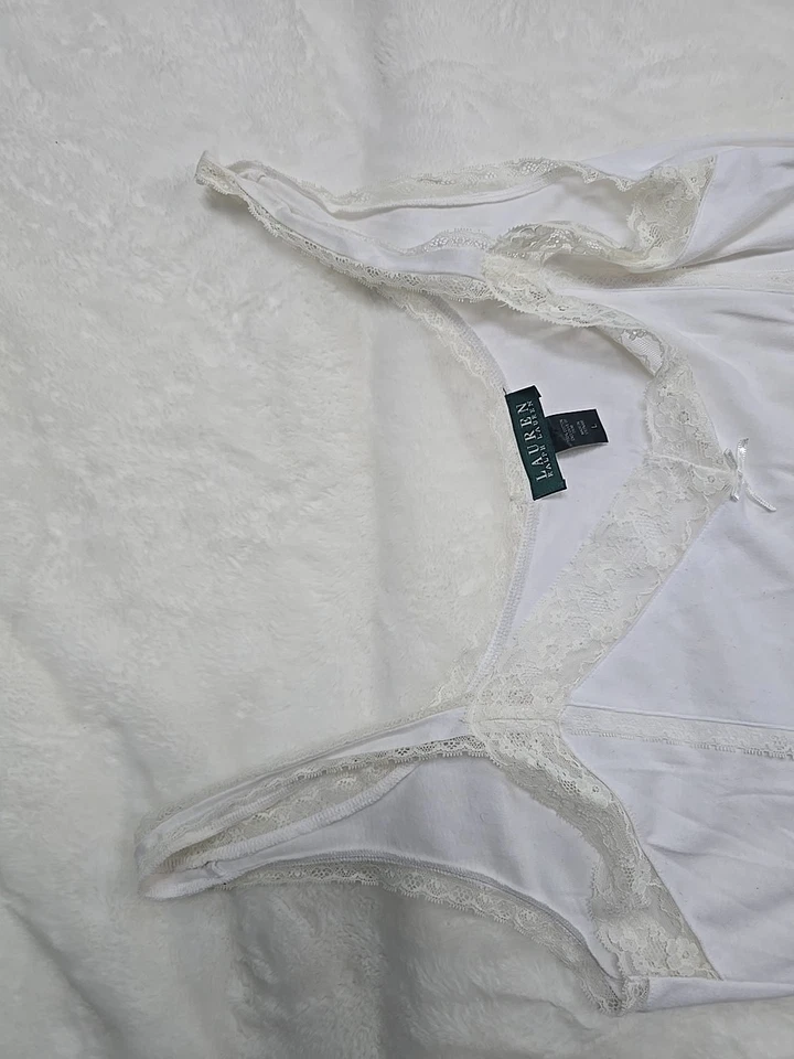 Camisón corto blanco grande Ralph Lauren de colección para mujer Foto 3 de 4