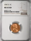1947-S  1C LINCOLN WHEAT CENT "SAN FRANCISCO MINT" NGC MS65 RD (RED)#8340717-143