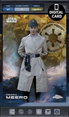 50cc DEDRA MEERO - GOLD TOPPS CHROME SAPPHIRE 25 LEGENDARY Star Wars Card Trader