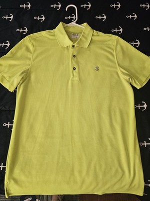 IZOD Mens Polo Shirt Neon Yellow Medium Short Sleeve Pique
