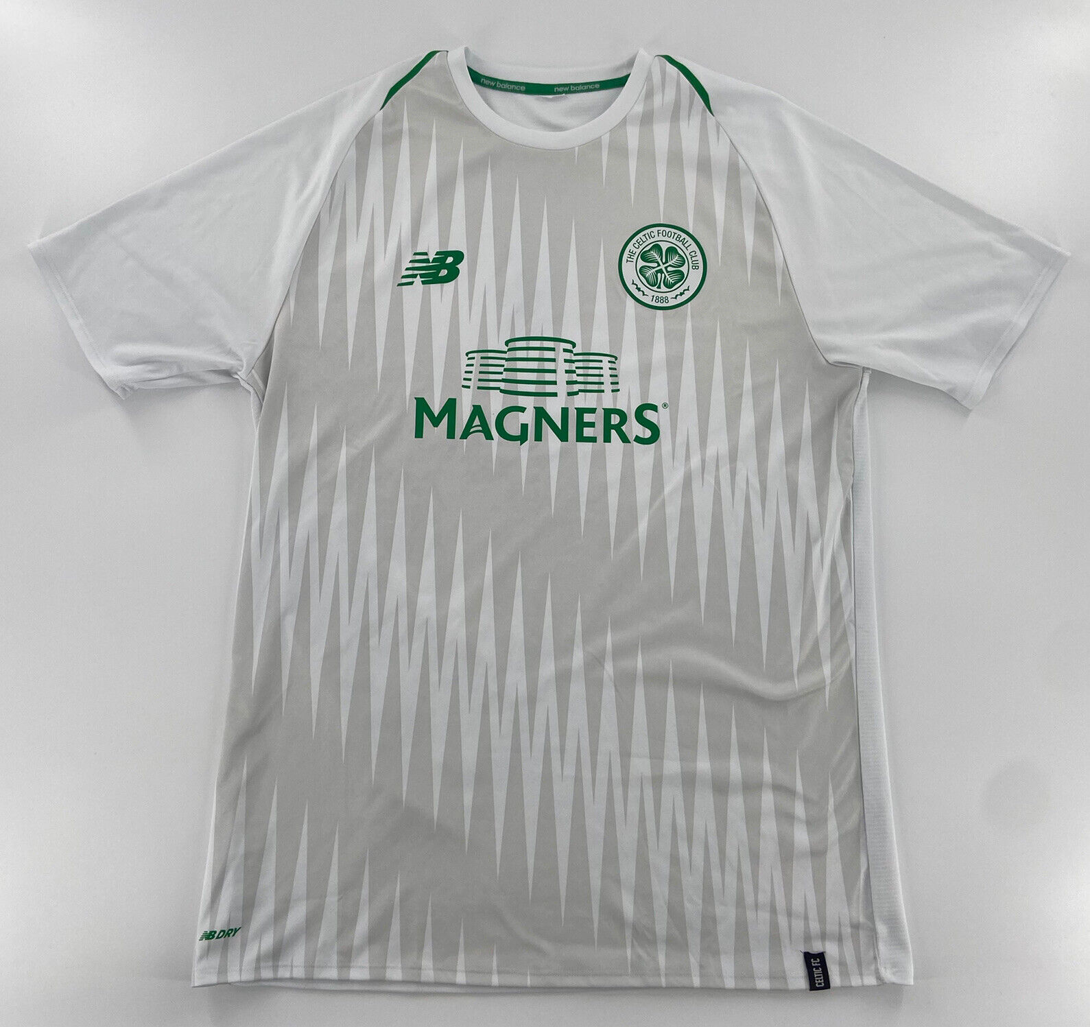 New Balance Mens White Gray The Celtic Football Club Magners Irish NB Dry  Shirt
