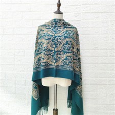 Pashmina Shawls Embroidery Flower Wrap Chal Soft Cashmere Scarf Poncho Cape