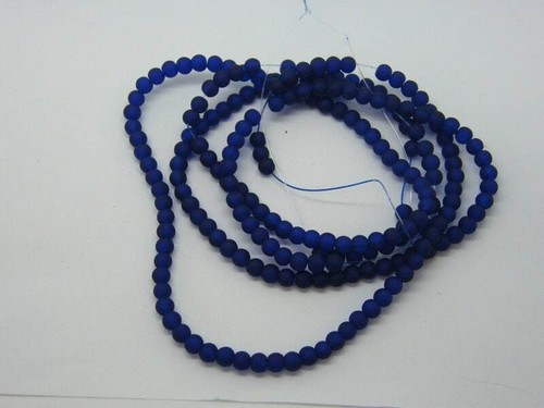 180 Royal blue beads 4mm frosted glass OB148 - Picture 2 of 2