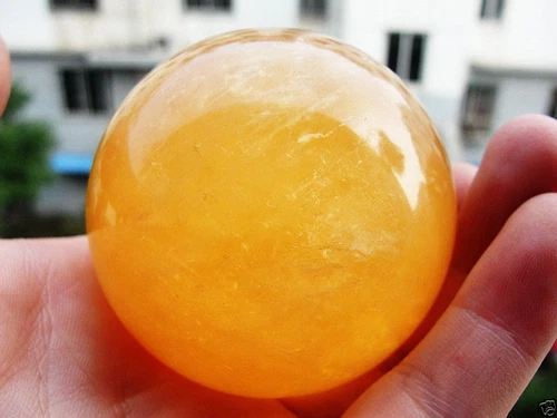 40-200MM+SAND Natural Citrine Calcite Quartz Crystal Sphere Ball Healing Gemston - Picture 2 of 6