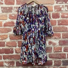 Anthropologie Paper Crown Endora Dress Womens Medium Petite Multicolor Abstract