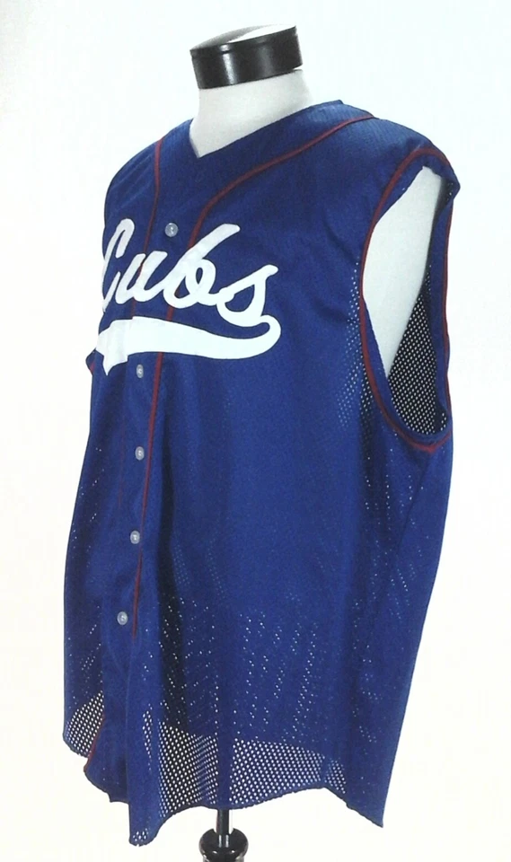 Camisa de béisbol de malla de CHICAGO CUBS Wilson EE. UU. Vintage cosida azul para hombre XXL Foto 4 de 4