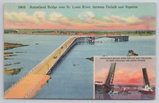 1937 Postcard Arrowhead Bridge Over St Louis River Between Duluth & Superior MO
