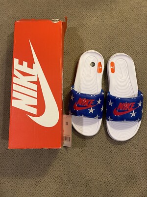 Nike Victori One Slides Sandals White Blue Red USA CN9678-402 Men\'s Size 13 New Nike Victori One Slides Sandals CN9678-402 White Blue  main image 4
