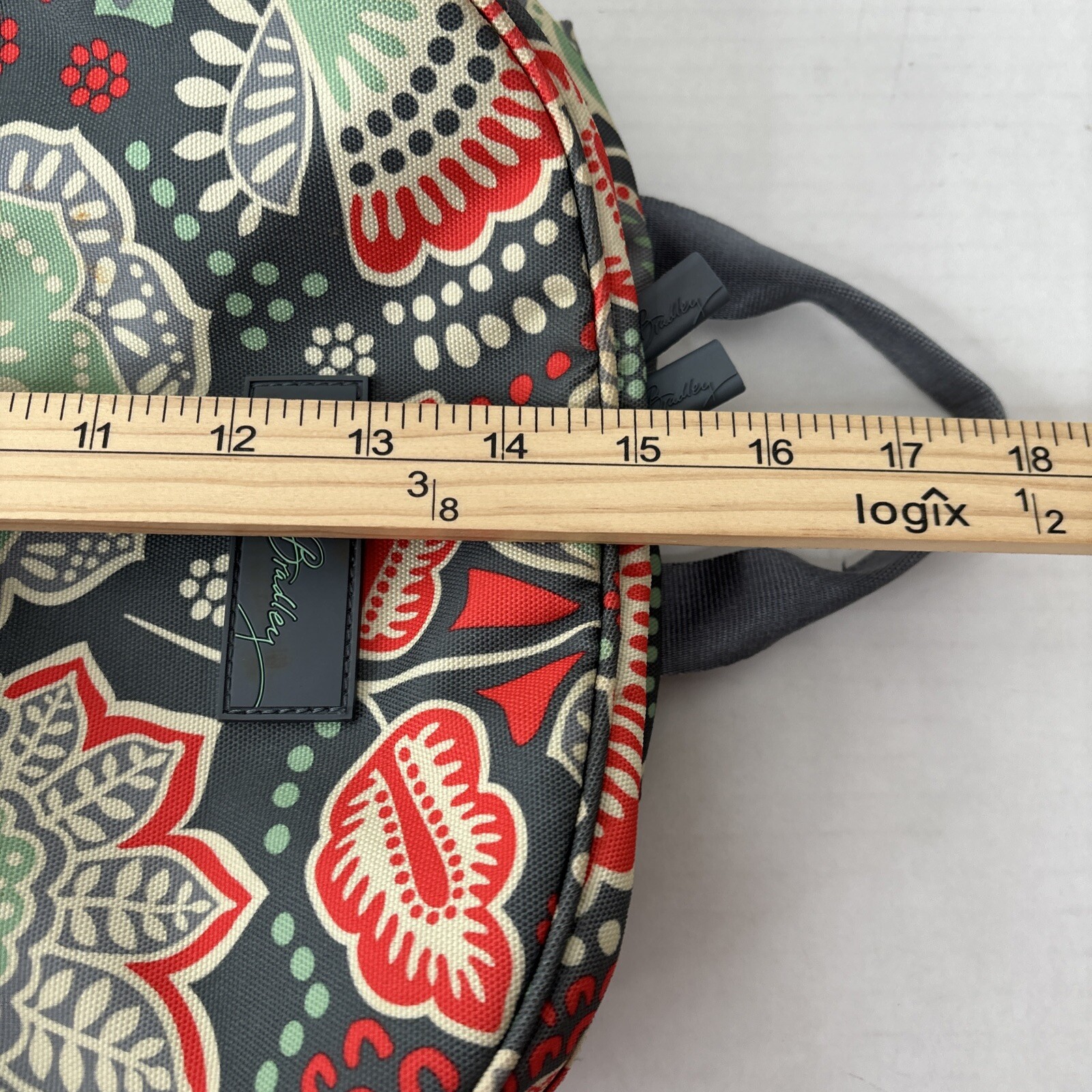 Vera Bradley Backpack Adjustable Strap Gray Flora… - image 9