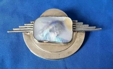 Arlene Siwek Sterling Silver and Mabe Pearl Brooch or Pendant 21.7g Nice!