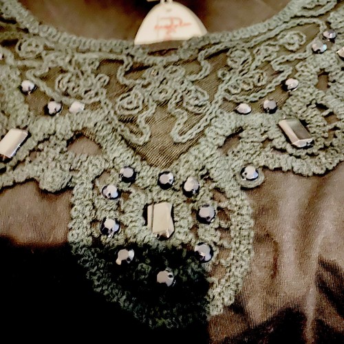 Fanny Lam Top Size 14/16 Black Embellished Beads Long Sleeves Cotton - Picture 3 of 12