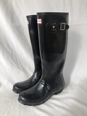 Hunter Women's Sz 6 Original Gloss Black Tall Rain Boots | eBay