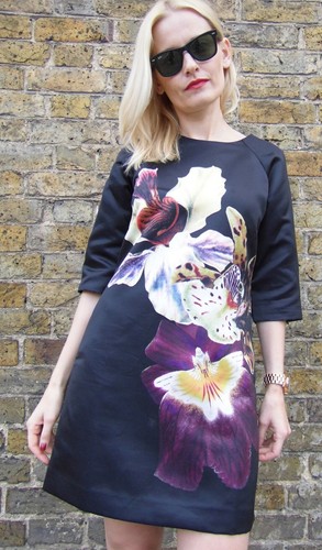 TED BAKER orchid floral print black 
