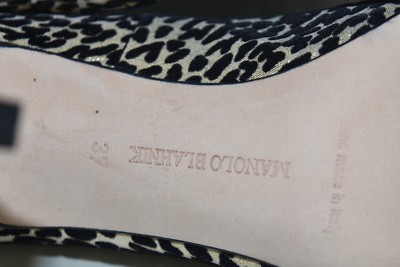 Escarpins Manolo Blahnik BB 105 En Or Et Noir Léopard - Talons Hauts, Taille 37, Neufs (état Pristine)