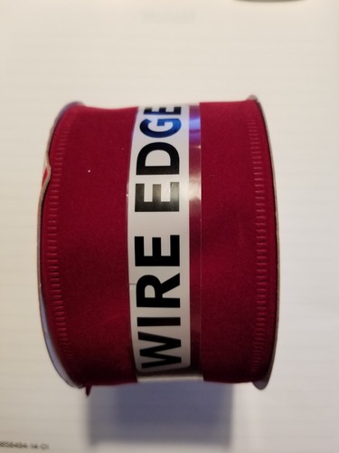 Burgundy Ribbon Wire Edge 2.5" W X 8.33 Yards Holiday Craft Decoration Gift Wrap - Picture 2 of 3