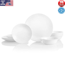 18-Piece Service for 6 Dinnerware Set, Lightweight Round Plates and Bowls Set
