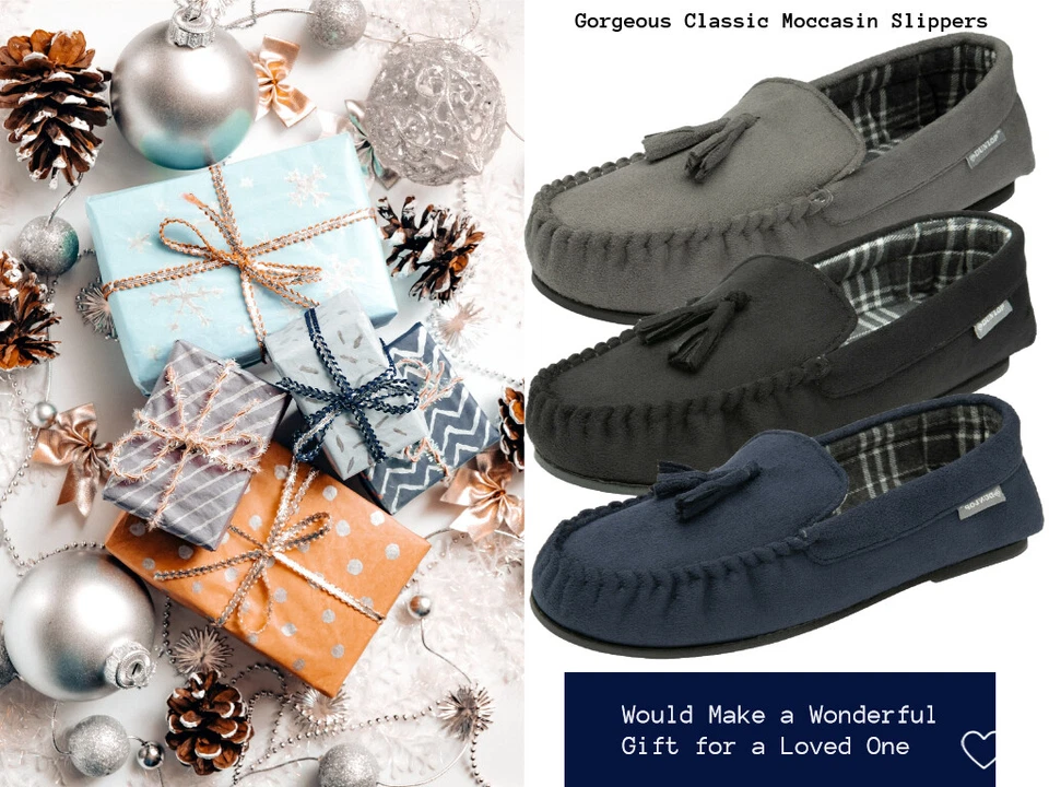 Dunlop Mens Moccasin Slippers Loafers Faux Suede Warm Lined Outdoor Sole 'Duke' - Image 3 of 3