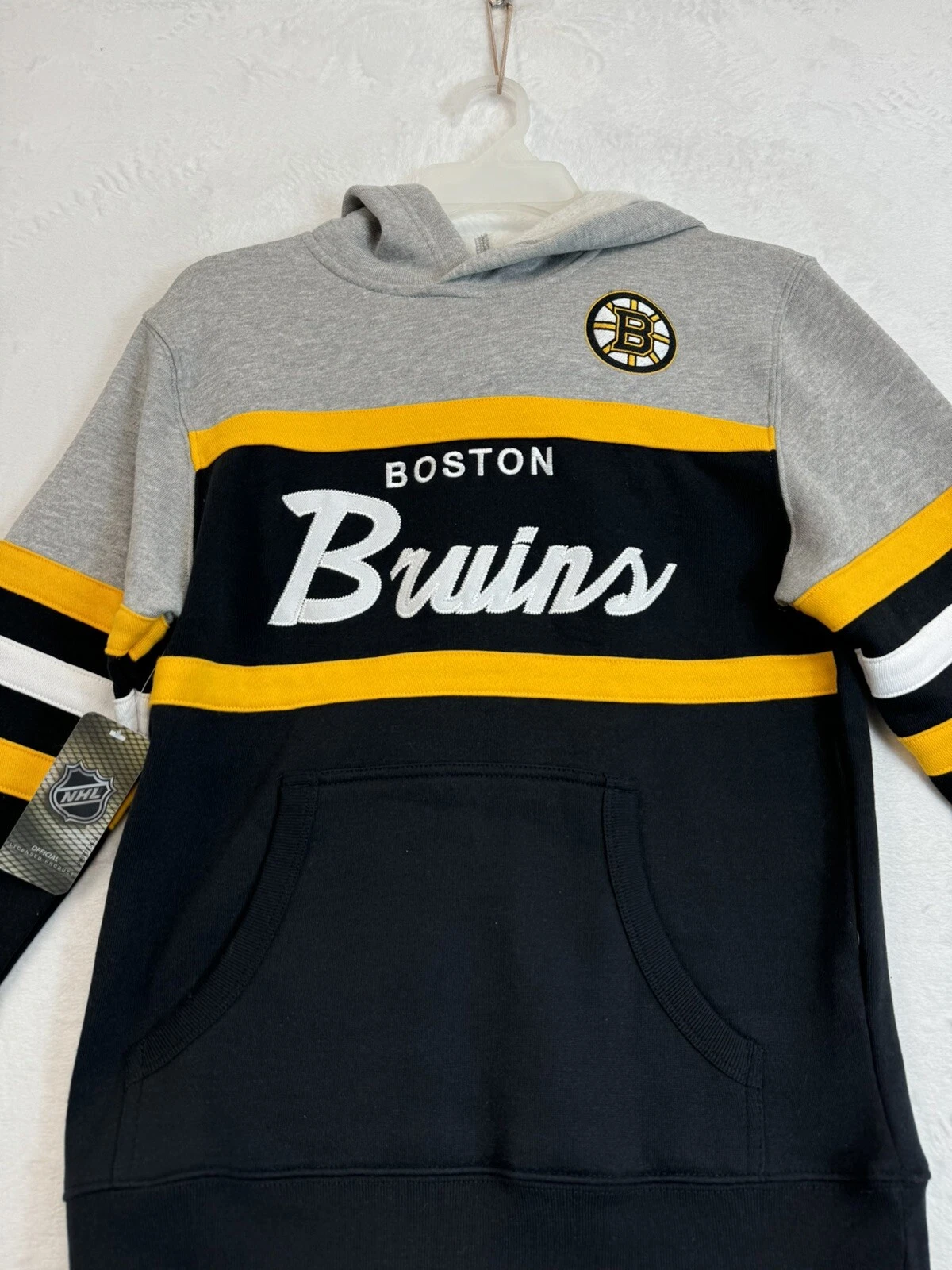 COACH Felpa con cappuccio pullover da allenatore Boston Bruins nero Mitchell & Ness taglia media