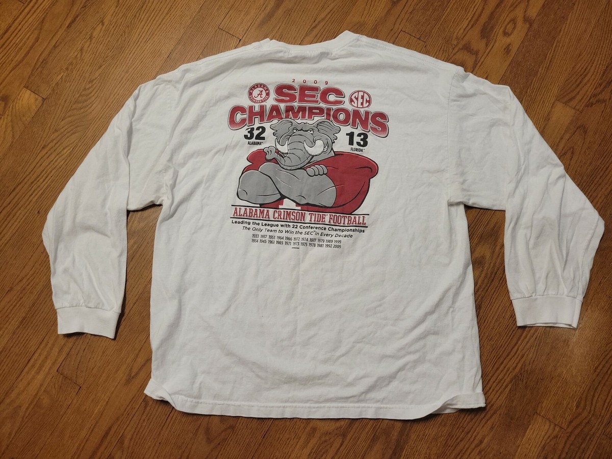 2009 SEC CHAMPIONS Long Sleeve T-shirt Alabama Crimson Tide 2XL Roll Big Al