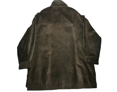 Eddie Bauer Mens L Suede Leather Brown Full Zip Jacket Coat-Free