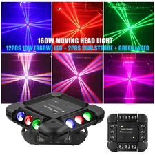 150W 12 LED Rotating Laser Light Strobe Beam Moving Head Stage Light Disco Party