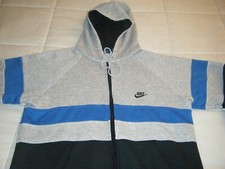 Vintage Early 80s Nike Blue Tag Hoodie Jacket Black Grey Blue Sz. Large 1980s