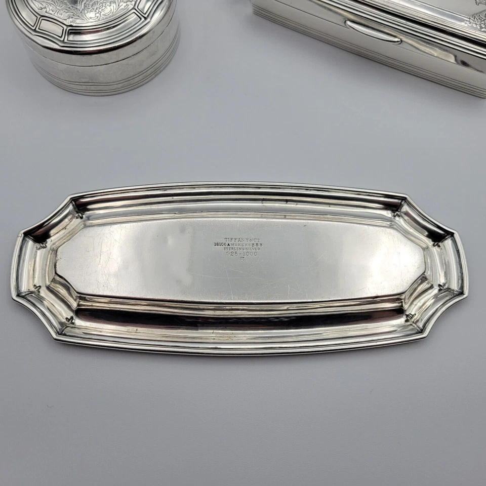 Conjunto de cômoda antiga TIFFANY & CO prata esterlina 925-1000 (3) - Imagem 4 de 4