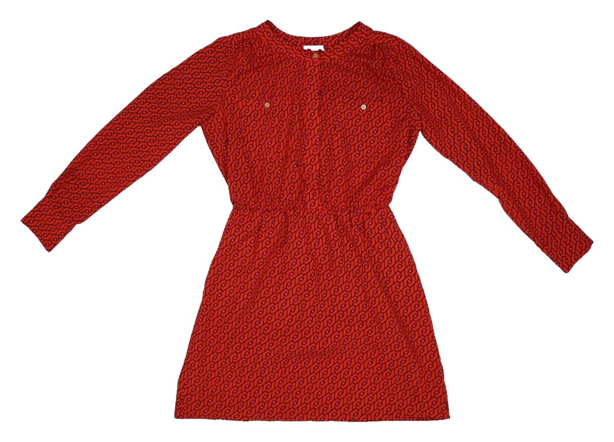 Julie Brown Womens Red Geometric Print Long Sleeve Button Up A