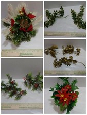Vintage Christmas Greenery Holly Berries Flowers Bows Pinecones Etc Decorations