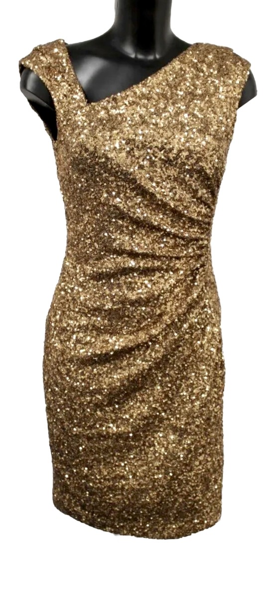 Ladies L.K. Bennett Gold Sequin Party Bodycon Jazz Dress Size UK 14 New  550$ | eBay