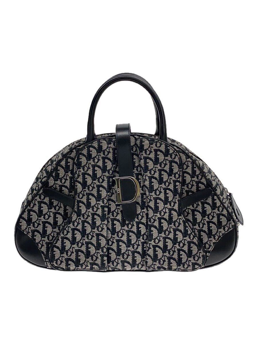 Sac à main Christian Dior toile grise motif total MA 0042 double sacoche selle occasion
