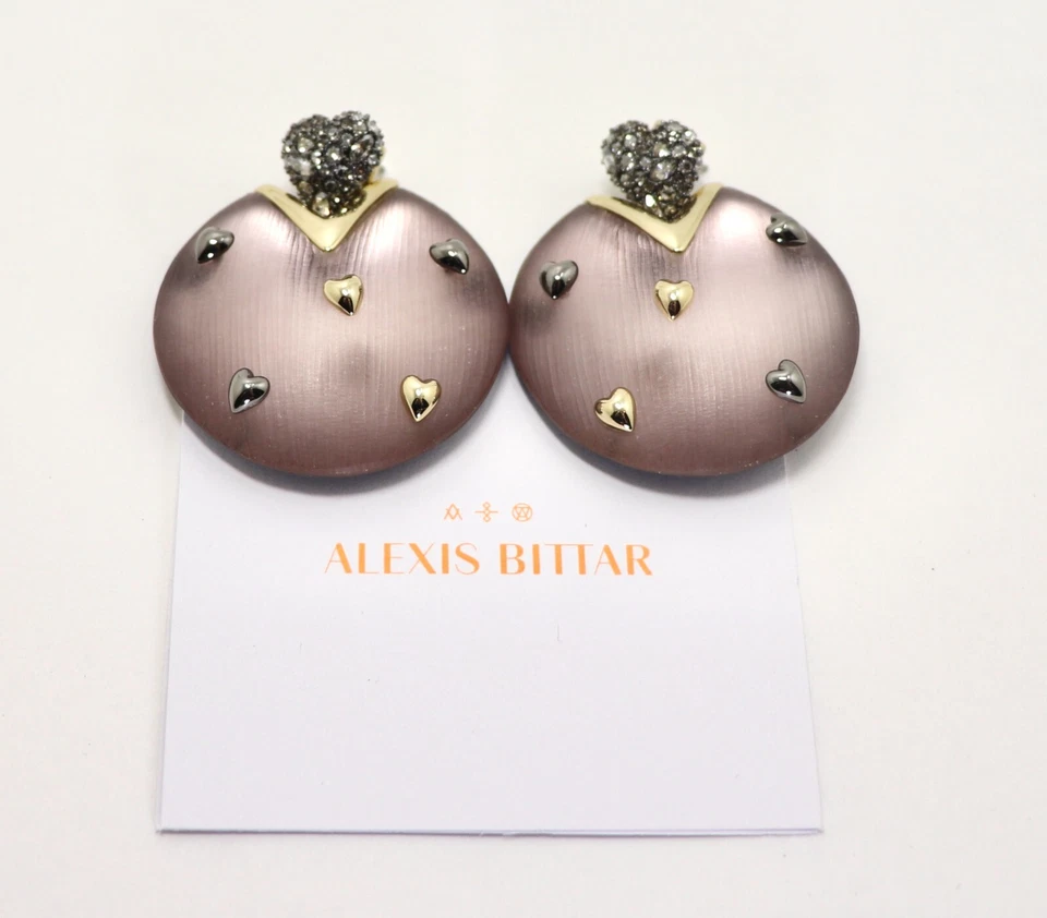 PENDIENTES POSTES REALZADOS DE CRISTAL CORAZONES ORO Y PLATA LUCITA MALVA ALEXIS BITTAR Foto 3 de 4