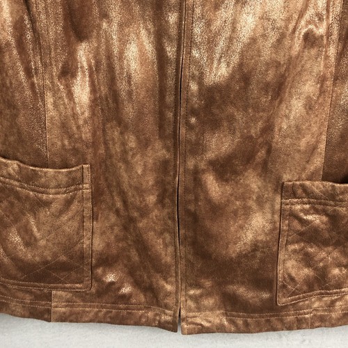 Alfred Dunner Jacket Women 24W Plus Size Brown Metallic Quilted Faux Suede Vegan - Picture 11 of 21