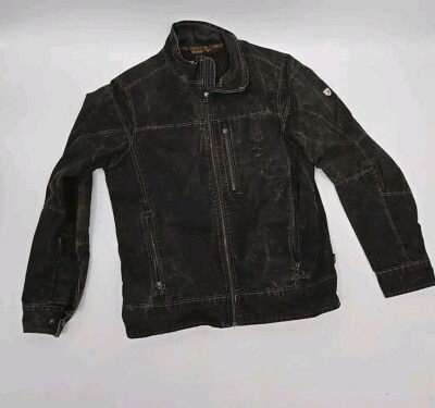 Kuhl Patina Dye Distressed Canvas Jacket, Medium, Bomber Coat Moto Jacket 