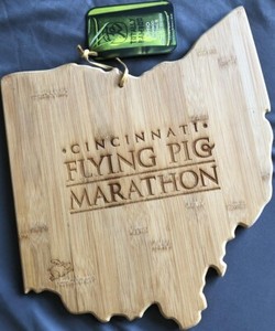 Cincinnati Flying Pig Marathon Ohio State Shaped Bamboo Serving & Cutting Board