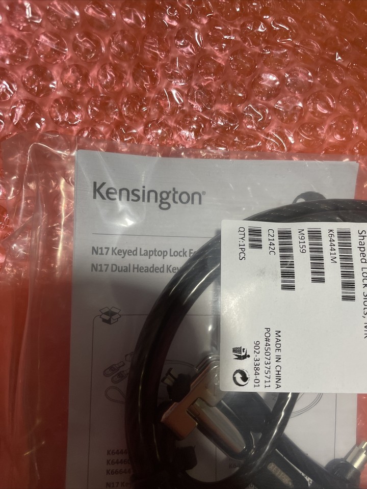 Kensington N17 Keyed Laptop Lock for WedgeShaped Slots Black