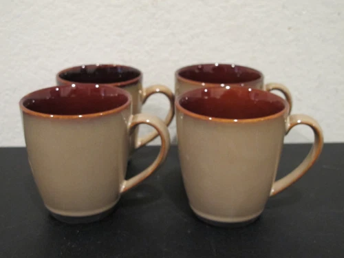 (4) Sango Stoneware Nova Brown 4933 Mugs