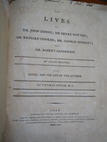 1796 LIVES OF JOHN DONNE WOTTON HOOKER etc BY ISAAC WALTON 8 PLTS ed ZOUCH YORK - Picture 3 of 15