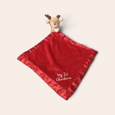 Primark doudou plat renne bébé rouge beige marron "My 1st Christmas"