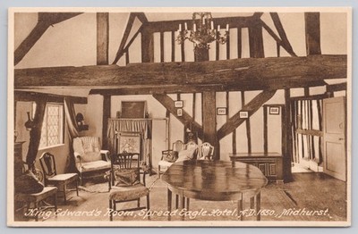 Vintage King Edward's Room, Spread Eagle Hotel Midhurst Postcard