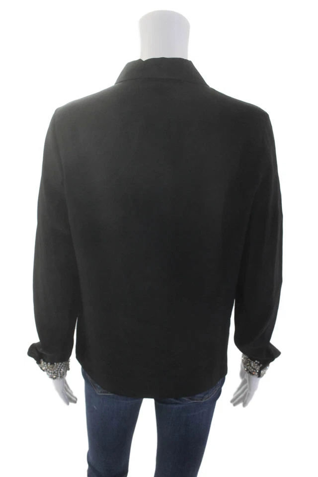Женская шелковая блузка с длинным рукавом на пуговицах Alexis черная размер S - Изображение 3 из 4