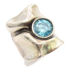 925 Sterling Silver Vintage Ring HAGIT GORALI Blue Topaz Band  Sz 6  RG35625