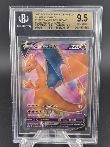 Pokemon Charizard V Champion's Path ETB Full Art Promo SWSH050 BGS 9.5