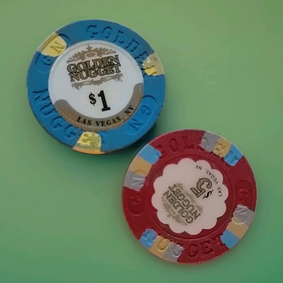RARE Golden Nugget GANGSTER Casino Las Vegas Vintage $5.00 $1.00 Poker Chip $5 1